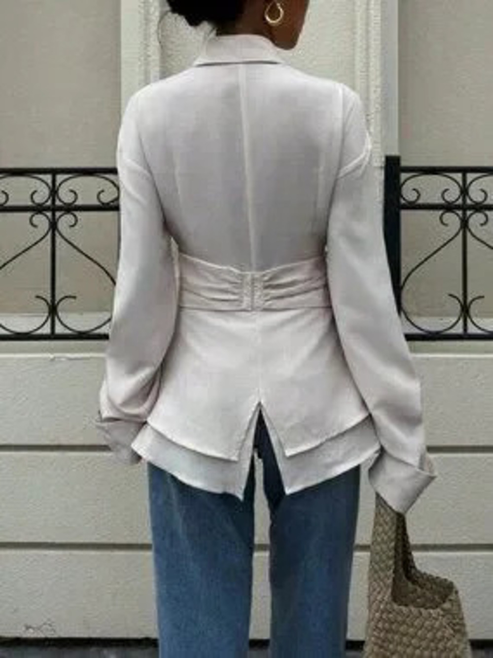 Apricot Casual Women's Asymmetrical Drop Shoulder Collared Long Sleeve Shirt
